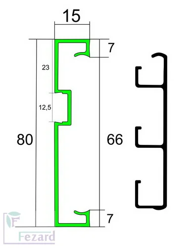 Алюминиевый плинтус Fezard Кабельный ALP-G80-LF Алюминий 80*15*2500 мм в Чебоксарах