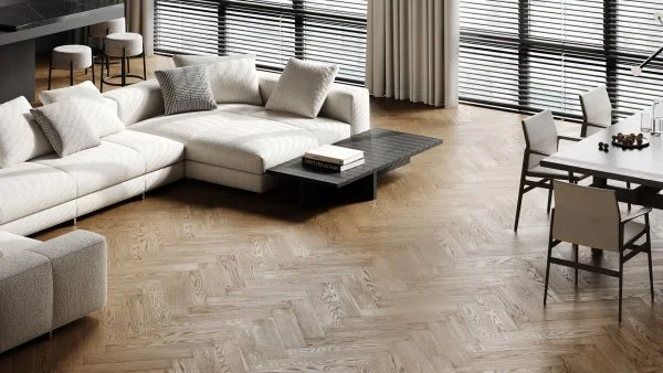 Паркетная доска Quartz Parquet Английская Ёлка Дуб Карельский 33-419 в Чебоксарах