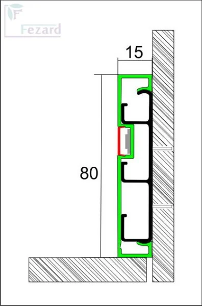 Алюминиевый плинтус Fezard Кабельный ALP-G80-LF Алюминий 80*15*2500 мм в Чебоксарах