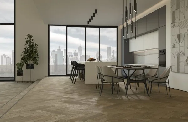 Паркетная доска Quartz Parquet Английская Ёлка Дуб Карельский 33-419 в Чебоксарах