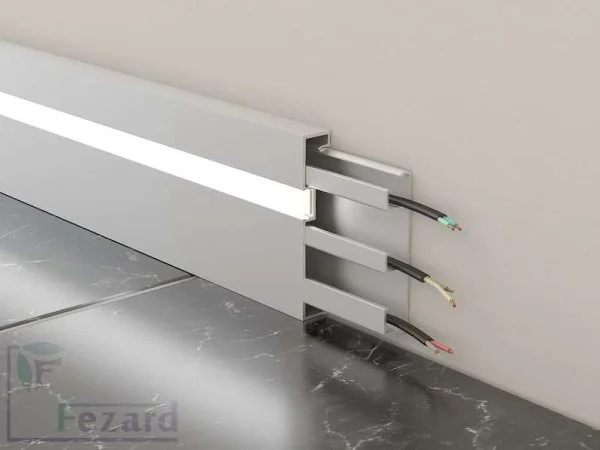 Алюминиевый плинтус Fezard Кабельный ALP-G80-LF Алюминий 80*15*2500 мм в Чебоксарах